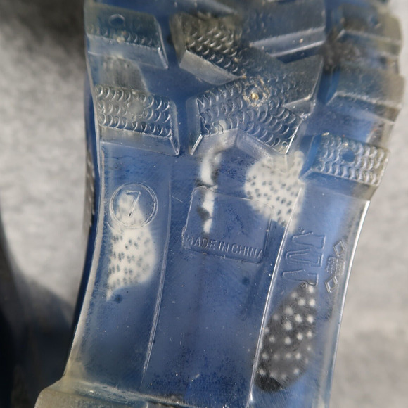 Toms Shoes Womens 7 Rain Boots Rubber Print Pull On Cabrilla Round Toe Blue Tall - Picture 15 of 15